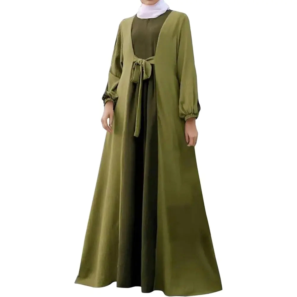 IBAKOM Abaya Dress for Women Self Tie Modest